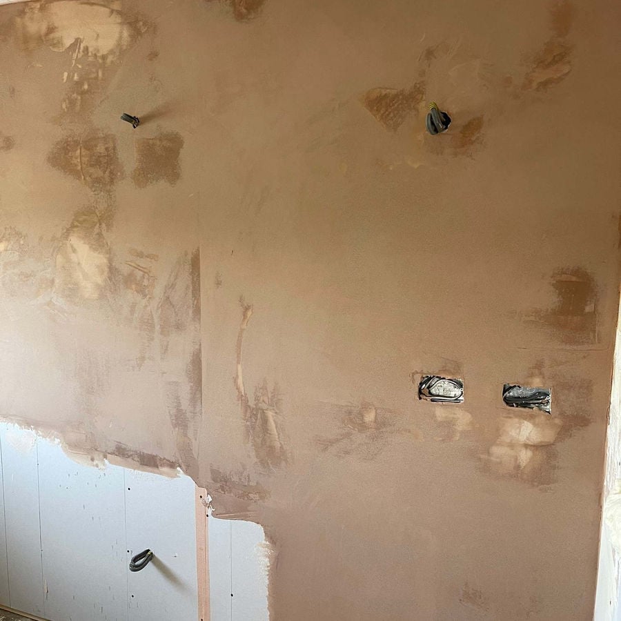 Wall stripped back and ready for insulation and finishing
